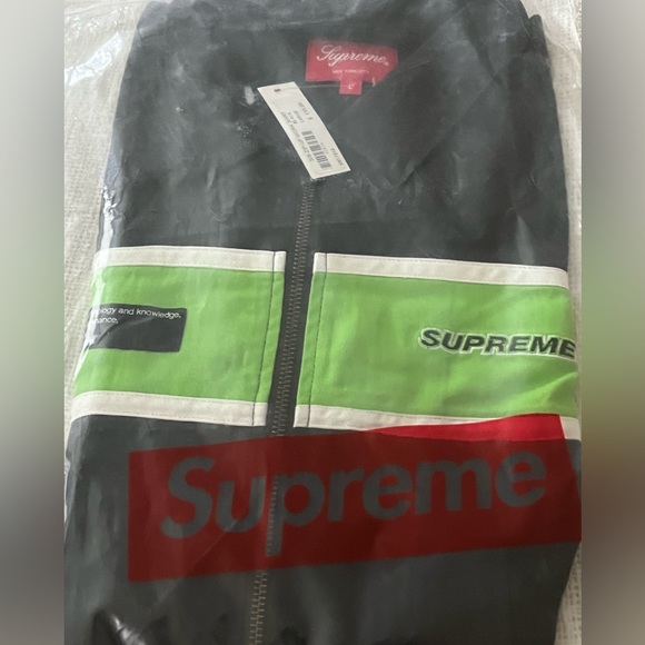 Supreme S/S ZIP UP WORK SHIRT LRG NWT never worn! BLK/LIME GREEN - Picture 3 of 4